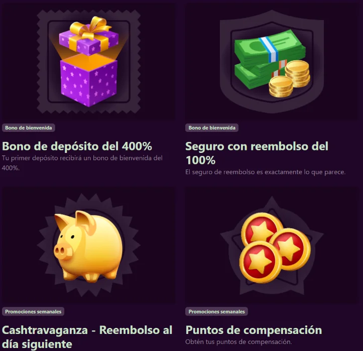 Avantgarde Casino promociones con bono de depósito, cashback, recompensas y puntos